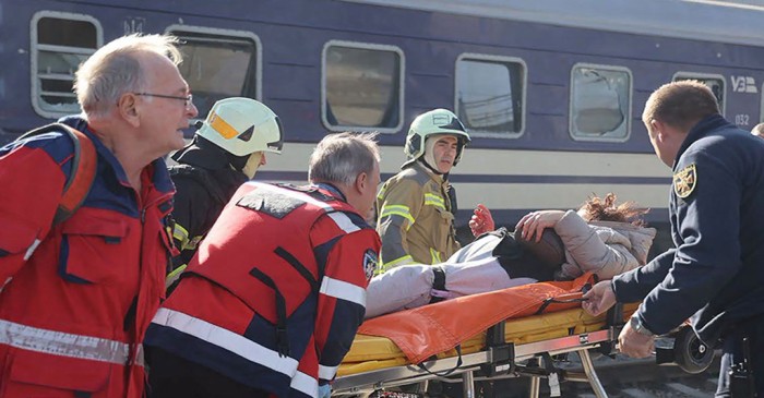 Russian drone strike kills 14 at Ukraine train station